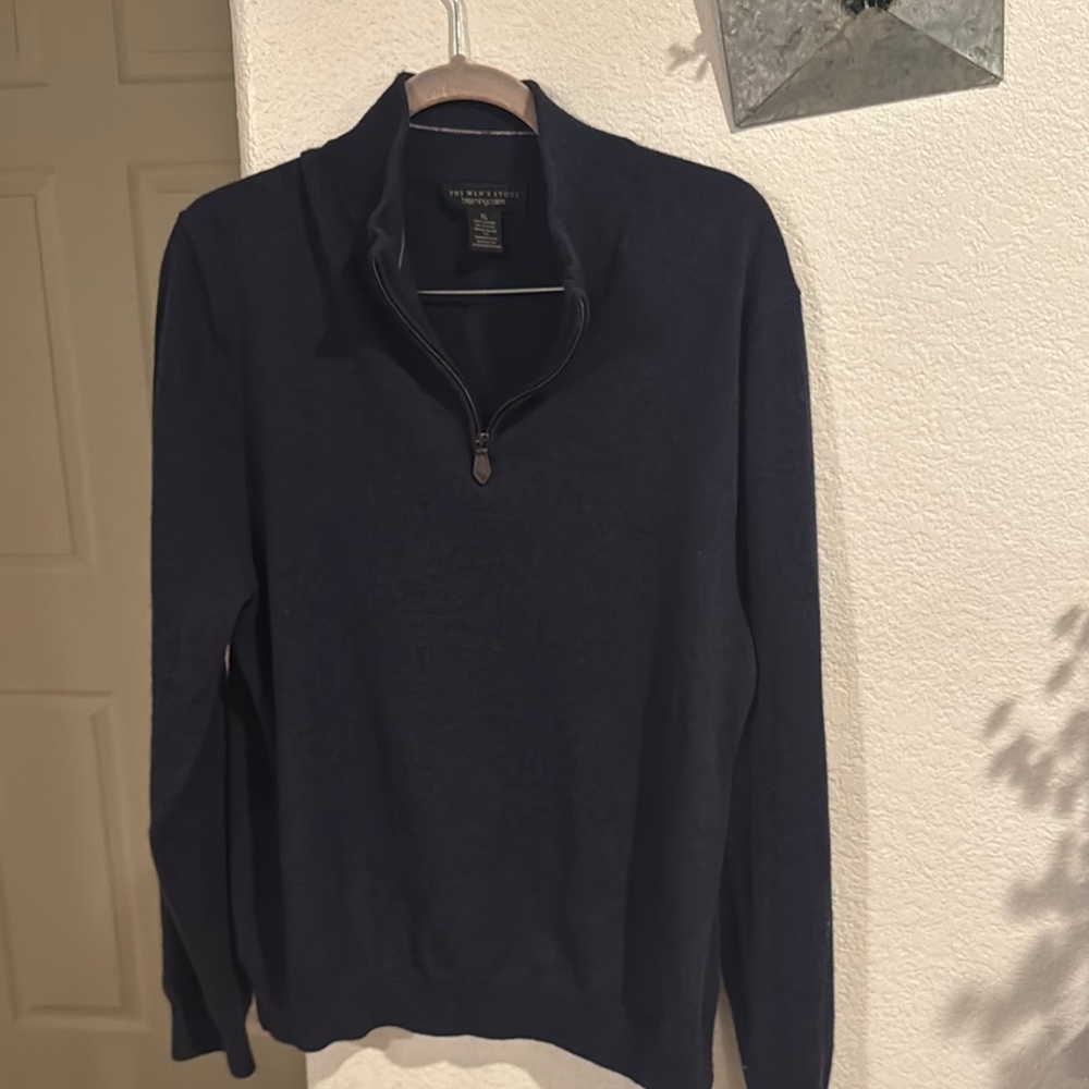 THE MEN’S STORE Bloomingdale’s Navy Quarter-Zip Sweater